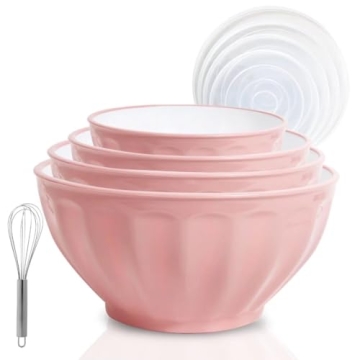 Stylish JCXivan Mixing Bowls Set with Lids, 4-Piece Kitchen Essentials for Baking & Cooking