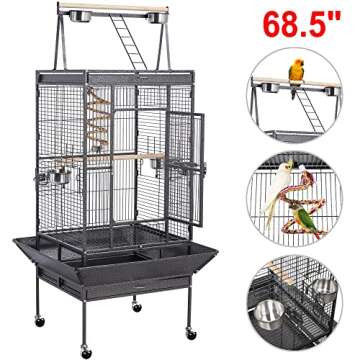 Yaheetech 68-inch Rolling Play Top Large Parrot Bird Cage for African Grey Cockatiel Conure Lovebird...