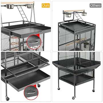 Spacious Yaheetech Rolling Bird Cage for Parrots & Budgies