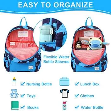 VASCHY Kids Dinosaur Backpack, Lightweight Toddler Bag