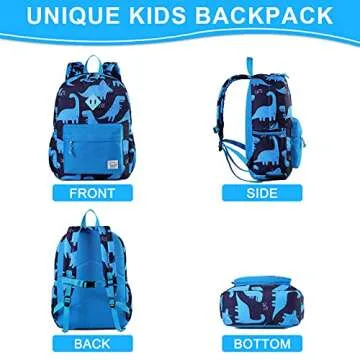 VASCHY Kids Dinosaur Backpack, Lightweight Toddler Bag