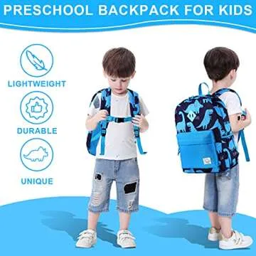 VASCHY Kids Dinosaur Backpack, Lightweight Toddler Bag