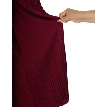 Lock and Love LL WB1795 Womens Casual High Waisted Pleated Wide Leg Palazzo Pants Trousers with Elastic Waist Band L Wine