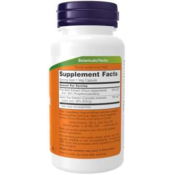NOW Foods Pine Bark Extract 240 mg - 90% OPC Antioxidant Formula in Veg Capsules