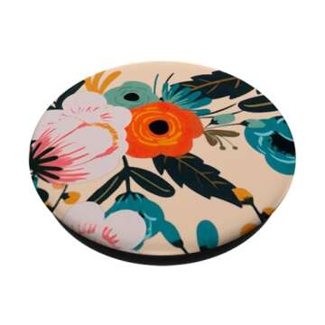 Floral Pink Teal Red Chic PopSockets Grip - Stylish Phone Accessory for Everyone