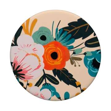 Floral Pink Teal Red PopSockets Grip for Stylish Phones
