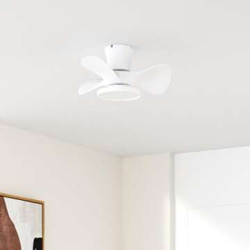 ocioc Quiet Ceiling Fan with LED Light 22 inch Large Air Volume Remote Control for Kitchen Bedroom D...