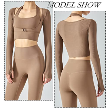 Women’s Long Sleeve Running Yoga Top with Built-in Bra