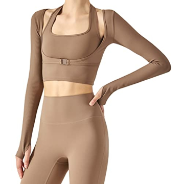 Women’s Long Sleeve Running Yoga Top with Built-in Bra