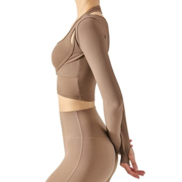 Women’s Long Sleeve Running Yoga Top with Built-in Bra