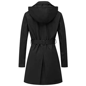 Chrisuno Women's Double-Breasted Trench Coat Classic Lapel Overcoat Slim Outerwear Coat with Belt Bl...