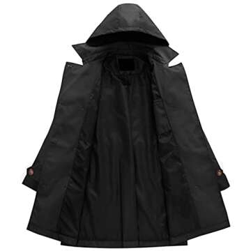 Chrisuno Women's Double-Breasted Trench Coat Classic Lapel Overcoat Slim Outerwear Coat with Belt Black L