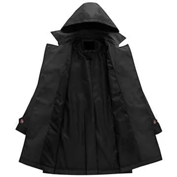 Chrisuno Women's Double-Breasted Trench Coat Classic Lapel Overcoat Slim Outerwear Coat with Belt Black L