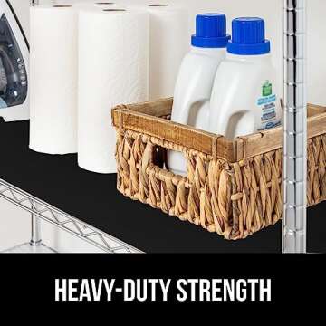 GORILLA GRIP ShelfGuard Wire Shelf Liner Compatible with Amazon Basics Shelving Unit, Set of 4 Waterproof Liners for Organizing Metal Rack Shelves, Kitchen Cabinets, Cupboard, Pantry, 18x36 Black