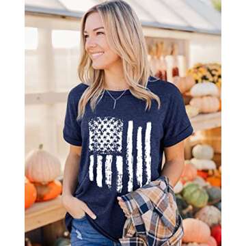 YLISA Women's American Flag T-Shirt for Summer Fun