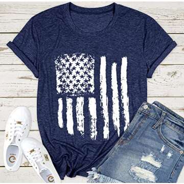YLISA Women's American Flag T-Shirt for Summer Fun
