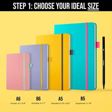 B6 Bullet Dotted Journal Notebook by STM | Thick Bleedproof 160gsm Paper, 215 Pages | Lay Flat Vegan Leather Hardcover | 2 Bookmarks, Printed Page numbers | Black Pen | 4.9 x 6.9 in | Charcoal