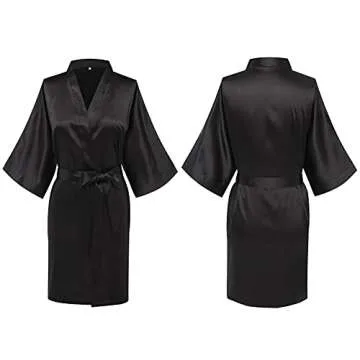 Elegant Women's Short Satin Kimono Robes for Brides and Bridesmaids