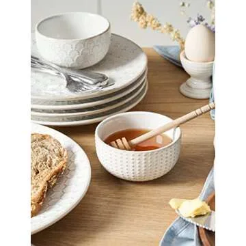 LE TAUCI Small Bowls 7 OZ, Ceramic Embossment Stoneware Bowl for Dipping, Side Dish, Sauce, Appetize...