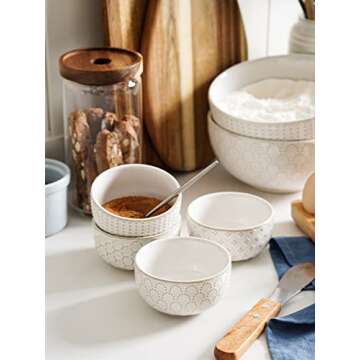 LE TAUCI Small Ceramic Bowls - Set of 4, 7 Oz Dipping Bowls