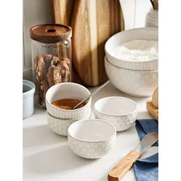 LE TAUCI Small Ceramic Bowls - Set of 4, 7 Oz Dipping Bowls