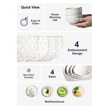 LE TAUCI Small Ceramic Bowls - Set of 4, 7 Oz Dipping Bowls