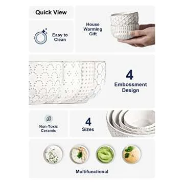 LE TAUCI Small Ceramic Bowls - Set of 4, 7 Oz Dipping Bowls