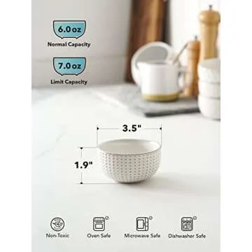 LE TAUCI Small Ceramic Bowls - Set of 4, 7 Oz Dipping Bowls