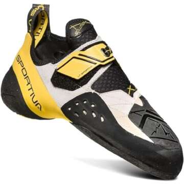 La Sportiva Mens Solution Rock Climbing Shoes, White/Yellow, 8