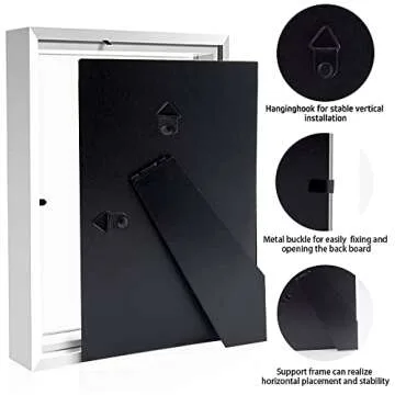 TouYinger 5x7 Small Shadow Box Frame Display Case , Display Case Box for Memorabilia, Medal, Wedding Memories, Crafts, Tickets and Photos (White, 5x7)