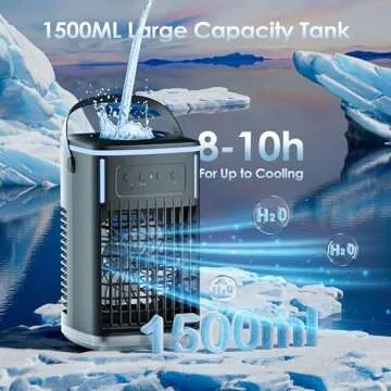 Portable Air Conditioners, Cooling fan Air Conditioner with Remote,Evaporative air cooler with 3 Wind Speeds & 1500ML Water Tank,2-8H Timer & 7 LED Light, Mini Portable Air Conditioner for Room,Office