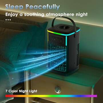 Portable Air Conditioners, Cooling fan Air Conditioner with Remote,Evaporative air cooler with 3 Wind Speeds & 1500ML Water Tank,2-8H Timer & 7 LED Light, Mini Portable Air Conditioner for Room,Office