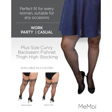 MeMoi Plus Size Fishnet Thigh High Stockings for Women
