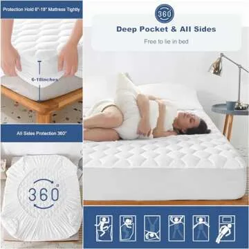 GRT Twin Mattress Protector Waterproof, 100% Waterproof Quilted Fitted Mattress Pad, Noiseless Hollow Cotton Mattress Cover, fits up to 18" Deep, Dust Proof White