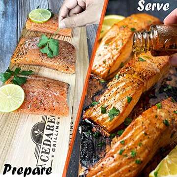 Grilling Planks Set - 8 Natural 100% Cedar Boards, Amazing Cedar Aroma, For Salmon, Shrimp, Fish, Vegetables, Apple Chips For Smoking, Cocktail Drinks, & Non-BPA Spray Bottle, Gift Set For BBQ Master
