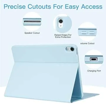 BQSS for iPad 10th Generation Keyboard Case 10.9“2022, Slim Smart Keyboard Case for iPad 10th Gen 2022,Detachable Wireless Keyboard,Pencil Holder Pale Blue