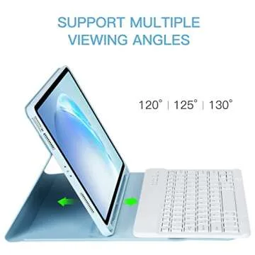 BQSS for iPad 10th Generation Keyboard Case 10.9“2022, Slim Smart Keyboard Case for iPad 10th Gen 2022,Detachable Wireless Keyboard,Pencil Holder Pale Blue
