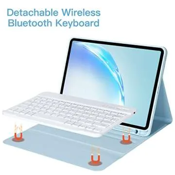 BQSS for iPad 10th Generation Keyboard Case 10.9“2022, Slim Smart Keyboard Case for iPad 10th Gen 2022,Detachable Wireless Keyboard,Pencil Holder Pale Blue