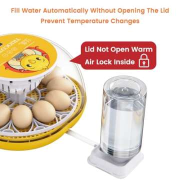 TRIOCOTTAGE 12 Clear Egg Hatching Incubator with Automatic Egg Turning and Auto Water Replenishment for Chicken Eggs and Quail Egg (3.M12-Yellow (Not Recommended), M12)