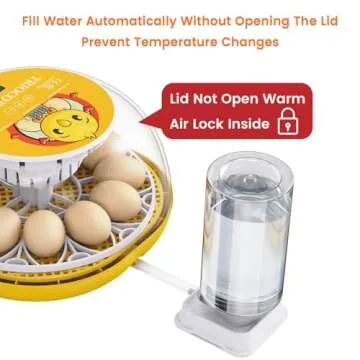 TRIOCOTTAGE 12 Clear Egg Hatching Incubator with Automatic Egg Turning and Auto Water Replenishment for Chicken Eggs and Quail Egg (3.M12-Yellow (Not Recommended), M12)