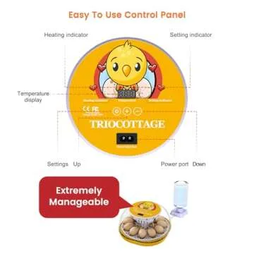 TRIOCOTTAGE 12 Clear Egg Hatching Incubator with Automatic Egg Turning and Auto Water Replenishment for Chicken Eggs and Quail Egg (3.M12-Yellow (Not Recommended), M12)