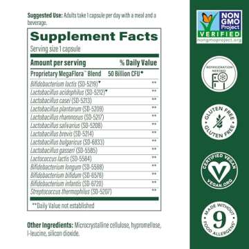 MegaFood MegaFlora Probiotic Plus - Probiotics for Women and Men - 50 Billion CFUs & 14 Strains - Pr...
