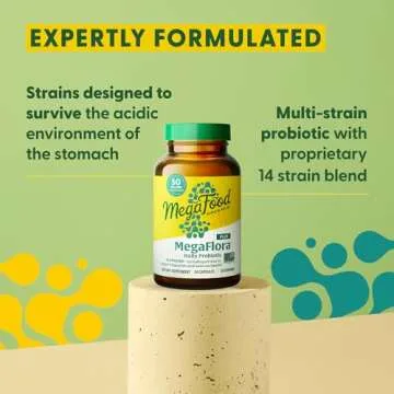 MegaFood MegaFlora Probiotic Plus - Probiotics for Women and Men - 50 Billion CFUs & 14 Strains - Probiotics for Digestive Health & Immune Support - Vegan - Made Without 9 Food Allergens - 60 Caps