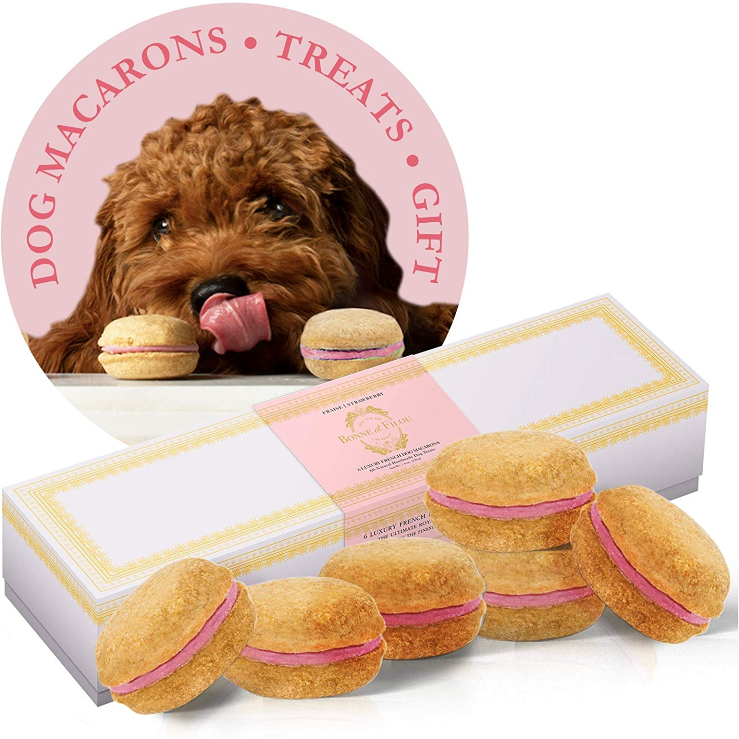 Luxury Dog Treats - Gourmet Dog Macarons, 6 Count