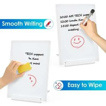 MaxGear Desktop Glass Dry Erase Board, Small Dry Erase Whiteboard with Stand 9.45" x 6.69", Toughened Glass Whiteboard for Desk with Erase, Acrylic Planner Memo Notepad to Do Lists for Office, Home