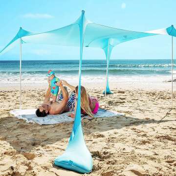 SUN NINJA Beach Tent Sun Shelter UPF50+, Perfect for Outdoor Fun!