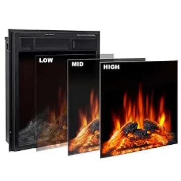 JAMFLY Electric Fireplace Mantel Package Wooden Surround Firebox TV Stand Free Standing Electric Fireplace Heater with Logs, Adjustable Led Flame, Remote Control, 750W-1500W (Black) 1