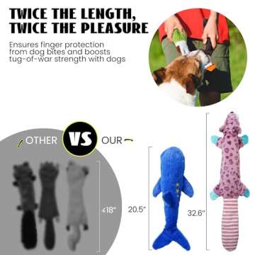 Nocciola 2-in-1 No Stuffing Crinkle Dog Toys with Soft and Durable Fabric, Holds Water Bottles, 2 Extra Long & 3 Regular Size Stuffless Dog Toys, Squeaky Dog Toys for Small to Large Dog