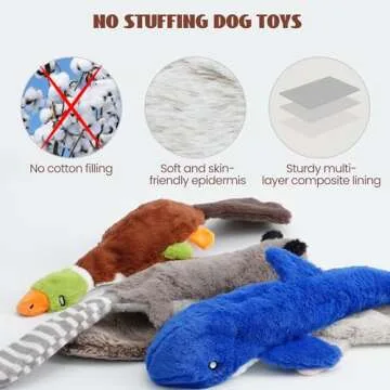 Nocciola 2-in-1 No Stuffing Crinkle Dog Toys with Soft and Durable Fabric, Holds Water Bottles, 2 Extra Long & 3 Regular Size Stuffless Dog Toys, Squeaky Dog Toys for Small to Large Dog