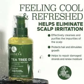 Luseta Tea Tree Oil for Hair, Hair Serum for For Damaged and Oily Hair, Revitalizing & Nourishing for Healthy Hair Color Safe Hair Oil 3.38 Fl oz